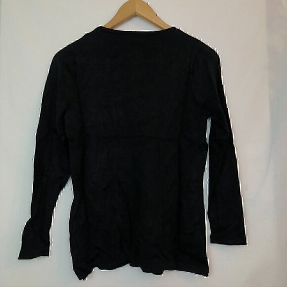 NEW INVESTMENTS PETITE Black Beaded Bead Holiday Rayon Crewneck Sweater PS SP - Picture 7 of 7